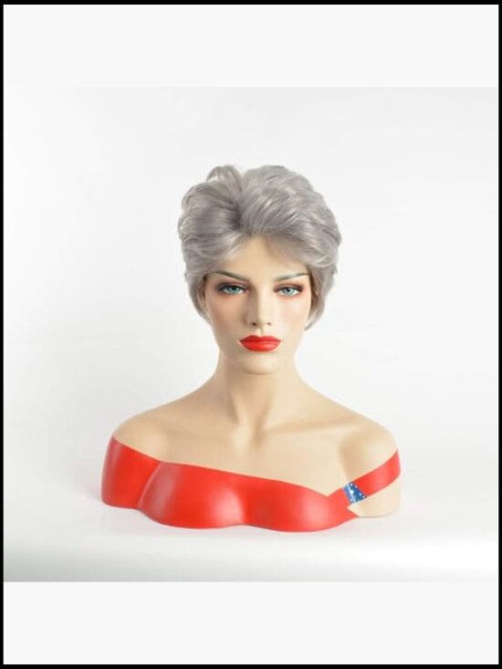 Pixie Cut Short Layered Curly Heat Resistant Synthetic Wig with Bangs for Daily